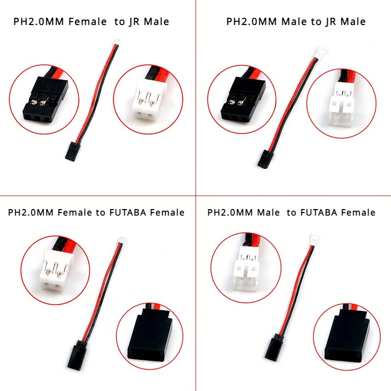 Rc Hobby Grade - 1/5/10 Teile/los PH2.0 Stecker/Buchse auf JR/FUTABA